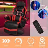 IBXFO Massage Gaming Chair for Adults, Heavy Duty Reclining Office Chair with Footrest, Adjustable Backrest and Cup Holder, Black Red IBXFO