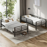 Bellemave Twin XL Over Twin XL Bunk Bed for Adults with Ladder & Full-Length Guardrails, Metal Heavy Duty Bunk Bed Frame with Sturdy Slats, Noise Free, No Box Spring Needed, Black Bellemave