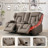 SAMERY 65.5" RV Loveseat Recliner Double Recliner RV Sofa & Console | Wall Hugger Loveseat Reclining RV | RV Theater Seats | RV Couch | RV Home Theater Seating Furniture (Fabric Khaki) SAMERY