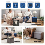 BRIAN & DANY Storage Ottoman Cube, Foot Stool Seat with Wood Legs, Folding Storage Ottoman Bench, Small Ottoman Foot Rest for Living Room and Bedroom 12.6"x12.6"x12.8" - Grey BRIAN & DANY