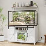 VOWNER Farmhouse Reptile Tank Stand with Power Outlet, 48" X 24" Tabletop Fits up 120 Gallon Bearded Dragon Tank, Heavy Duty Aquarium Stand with Storage Cabinet, Reptile Turtle Terrarium Stand White VOWNER