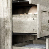 Timechee 78.7" Tall Curio Display Cabinet for Collection, 3 Tier Bookshelf with 9 Drawers & 4 Tempered Glass Doors, Showcase Display Cabinets for Living Room with Adjustable Shelves, Antique Oak Timechee