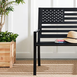 Best Choice Products Outdoor Bench 2-Person Steel Indoor/Outdoor Bench for Garden, Patio, Porch, Entryway w/American Flag, 790lb Capacity – Black Best Choice Products