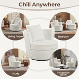Yaheetech Swivel Barrel Accent Chair, 360 Degree Swivel Round Chairs with Removable Throw Pillow, Soft Boucle Single Arm Sofa for Living Room Bedroom Reading, White Yaheetech