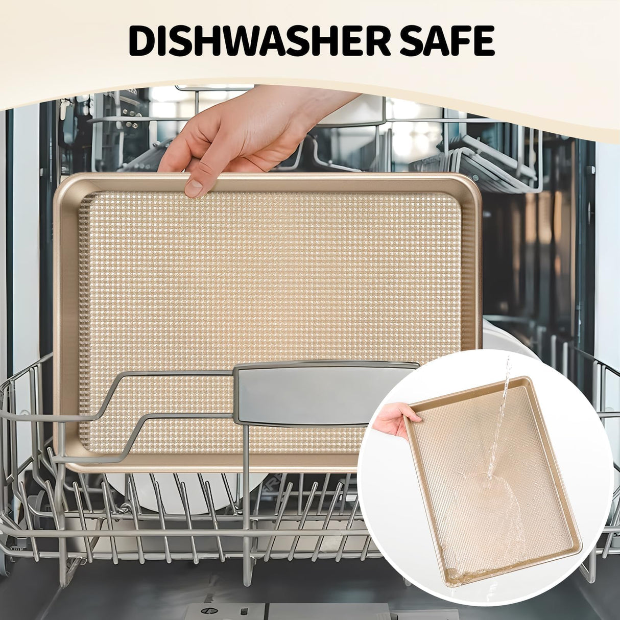 Vinino Baking Sheet Set of 3, Cookie Sheets For Baking with Square Texture Pattern, Thicker Carbon Steel Non-stick Baking Pan Half/Quarter/Jelly Roll Pans Tray for Oven Vinino