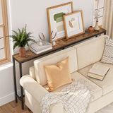 MAHANCRIS 63" Console Table, Narrow Sofa Table for Entryway, Industrial Side Table for Hallway, Living Room, Bedroom, Sturdy and Stable, Easy to Assemble, Rustic Brown CTHR16001Z MAHANCRIS
