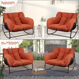 TXGDPIONEER Outdoor Papasan Rocking Chair, Oversized Patio Rocking Chairs with Padded Cushion& Pillow-Comfortable Rocker Egg Chair for Front Porch, Garden, Patio, Backyard,1PC,Red TXGDPIONEER