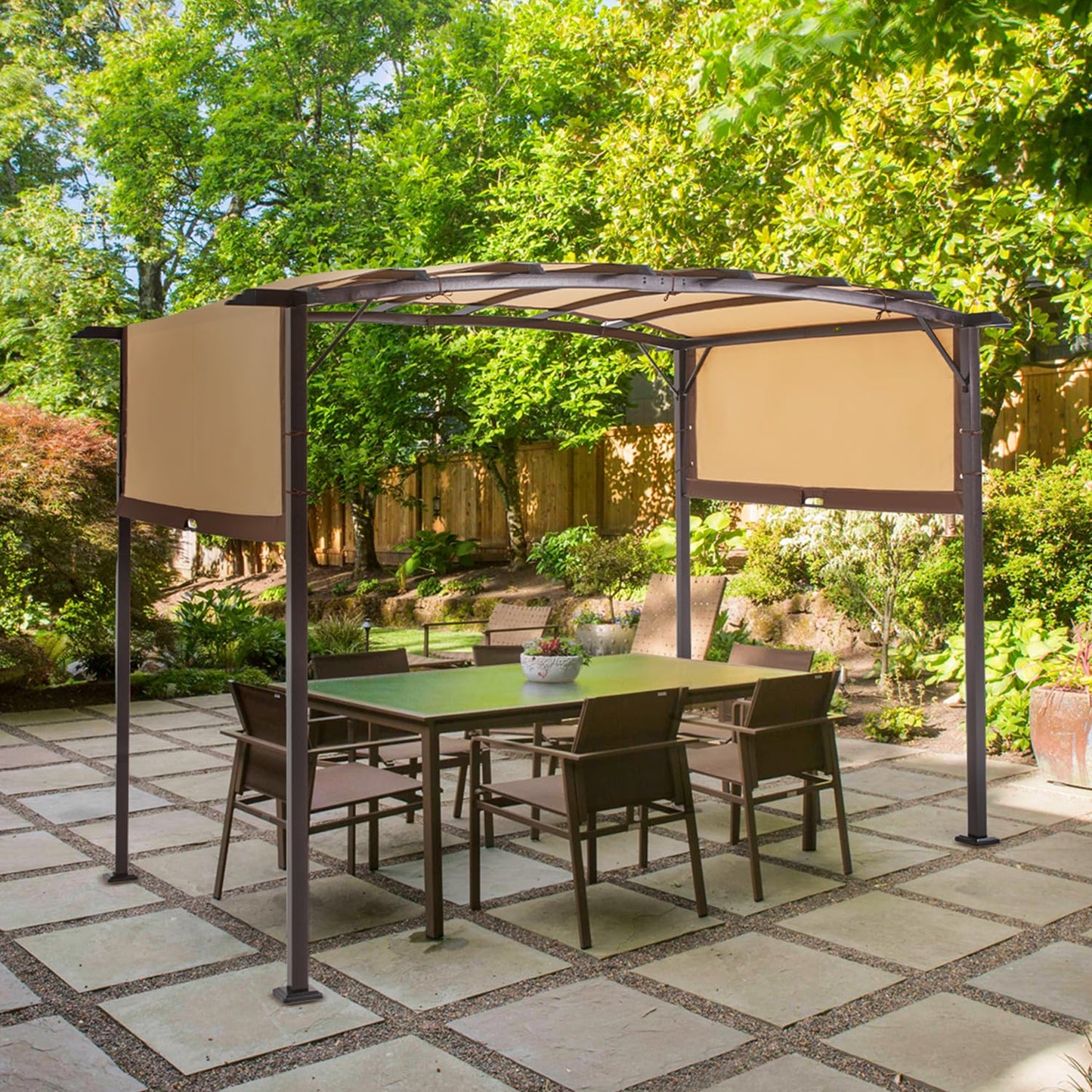 AECOJOY Pergola 9' x 12' Outdoor Pergola, Metal Patio Pergolas and Gazebos Clearance, Retractable Awning Pergola Shade Patio Cover Canopy with Stand for Shade and Rain, Canopies, Gazebos & Pergolas