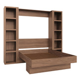 Oakland Living Easy-Lift Full Murphy Wall Bed in Natural Brown Wood Grain with Two Bookshelves Oakland Living