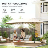 Outsunny Extra Large 15 ft Patio Umbrella, Double-Sided Large Outdoor Umbrella with Crank Handle and Air Vents for Backyard, Deck, Pool, Market, Cream White Outsunny