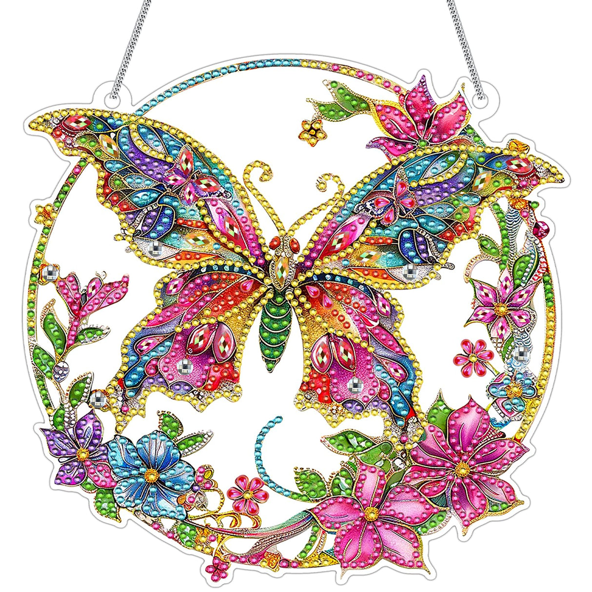 VeteUr RDCREW DIY Butterfly Diamond Art Wreath Kits - Special Shaped Rhinestone Diamond Painting Suncatcher Hanging Ornament Window Pendants Gift for Home Garden Wall Indoor Outdoor Decor, Small VeteUr