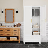 erosoei 71" H Metal Armoire Wardrobe Closet with Mirror,Household Steel Wardrobe Cabinet with Drawers,Clothing Storage Wardrobe Cabinet with Adjustable Shelves and Hanging Rod for Bedroom（White） erosoei