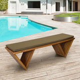 Mega Casa Outdoor Wooden Bench with Weatherproof Cushion, Solid Fir Wood, Coating with Wood Varnish, 3-Seater, for Patio, Porch, Yard, Garden, 62.8 inches (Teak Tone) Mega Casa