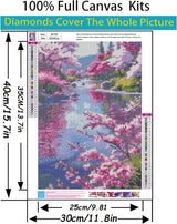 5D Diamond Painting Kits for Adults Beginners,Flower Lake Diamond Art Kit,DIY Full Round Drill Diamond Dot Gem Art Kits for Adults,Home Wall Decor 11.8x15.7 Inch Acelii