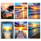 6 Pack Diamond Painting Kits for Adults Beginner, 5D Beach Diamond Art Sets, DIY Full Round Drill Sunrise Paint with Diamonds Gem Art Multi-Pack, Easy Adults Dot Gem Art for Wall Decor 12 x 16 Inch DIYDECORFUN