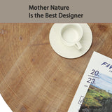 Awescuti Round Boho Wood Coffee Table - 31.5" Farmhouse Natural Circle Wooden 2-Tier Coffee Tables Living Room Furniture, Natural Wood Color, 31.5" D x 18.3" H Awescuti