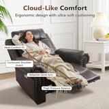 ANJ Electric Power Recliner Chair with USB Ports, Breathable Faux Leather Oversized Recliner with Comfortable Arms, Back and Headrest, Single Sofa for Living Room, Dark Brown ANJ