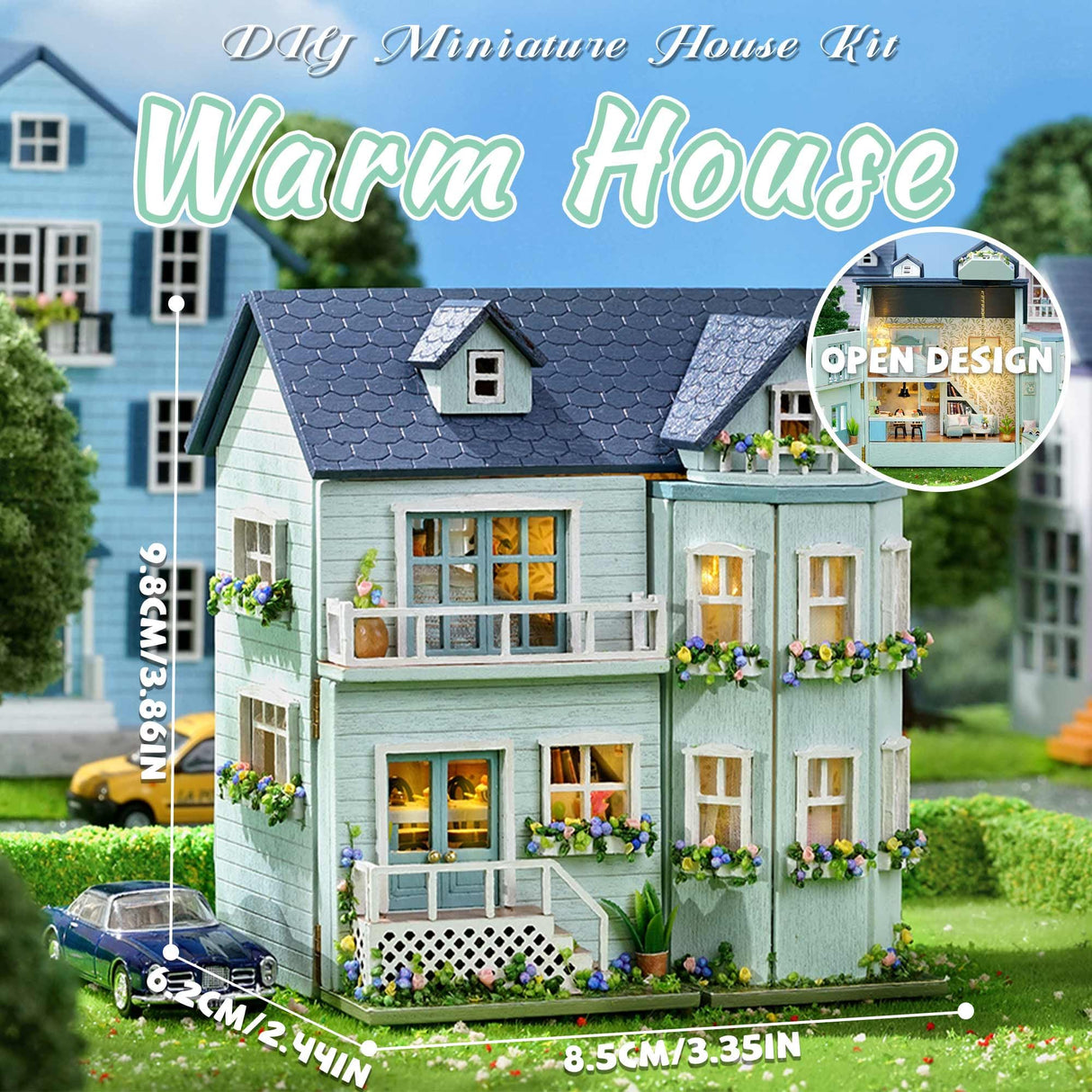Flever Dollhouse Miniature DIY House Kit Creative Room with Furniture for Romantic Valentine's Gift (Warm House) Flever