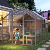 TIMHAKA Large Cat Catio, Catio Outdoor Cat Enclosure for Multiple Cats with 7 Platforms, 2 Resting Box and 2 Bridges, Wooden Feral Cat Shelter with Waterproof and UV Proof Canopy, 71 x 71 x 97 inch TIMHAKA