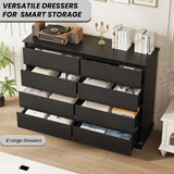 Black 8 Drawer Dressers for Bedroom, Chest of Drawers with Deep Drawers, Large Double Dresser for Closet with Wide Top, Horizontal Wooden Dresser for Living Room, Hallway, Kids Room GarveeHome