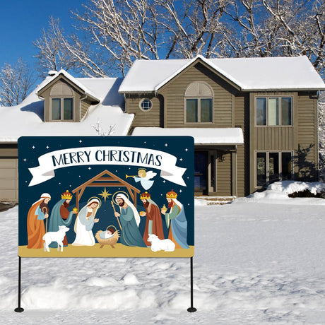 Christmas Decorations Outdoor Yard Nativity Scene Yard Sign reversible Dual Religious Manger Scene Yard Sign for Garden Lawn Christmas Decorations Holy family nativity scenes (Garden Sign Large) Eastsky