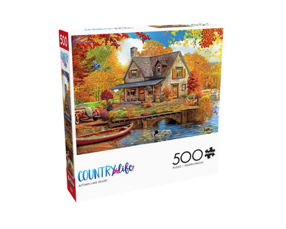 Buffalo Games - Angelo Bonito - Autumn Lake House - 500 Piece Jigsaw Puzzle for Adults -Challenging Puzzle Perfect for Game Nights - Finished Size is 21.25 x 15.00