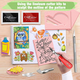 WAYCOM 10-Pack Linoleum Blocks for Printmaking with Cutter Tools, Rubber Stamp Making Kit Rubber Block Stamp Carving Blocks Craft Ink Pad Hobby Knife Pencil for DIY Printmaking,Printing and More WAYCOM