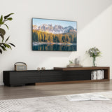 Hlivelood Extendable TV Stand, Modern Entertainment Center for Up to 120 Inch TV, Wood Reversible TV Media Console with 3 Drawers for Living Room Bedroom, 82-110''(Black& Walnut) Hlivelood