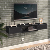 HOOBRO Floating TV Stand with Power Outlets 55", Modern Wall Mounted Media Console Shelf with Doors, Entertainment Center for Under TV Storage, for Living Room, Bedroom, Black BK11UDS01 HOOBRO