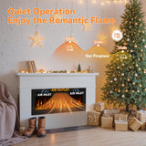 Urbansync Electric Fireplace 60 Inch Recessed and Wall Mounted Black Log and Crystal, 12-Color Flame, Timer, Low Noise, 750/1500W, Touch Screen and Remote Control, Adjustable Flame Color Speed. Urbansync