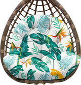 Uthem Waterproof Egg Chair Cushion Replacement Outdoor Hanging Egg Chair Cushion 47x35x7 Inches Thicken Chair Cushions with Ties, Yellow-Green Leaf Uthem