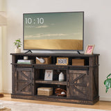 KBCLN Rustic Brown TV Stand for 65 Inch TVs, Sliding Barn Door Farmhouse Entertainment Center, Adjustable Shelves Media Console Table for Living Room KBCLN