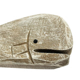 GAPLUM Rustic Wooden Carved Whale Tabletop Statue, Rustic Wooden Decorative Whale Figurine Carving Sculpture, Wooden Whale Nautical Ocean Beach Coastal Themed Home Decor-12''L GAPLUM