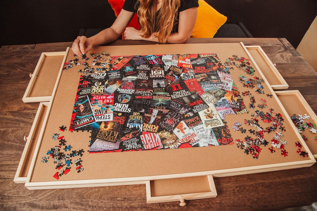King of Horror Collage Puzzle for Adults Inspired by Stephen King | Difficult 1000 Piece Jigsaw Puzzle Toy | Interactive Brain Teaser for Game Night | 28 x 20 Inches Toynk