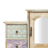 Deco 79 Wooden Decorative Jewelry Box 7 Drawers Jewelry Organizer with Patchwork Patterns, Jewelry Holder 18" x 6" x 16", Light Brown Deco 79