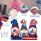 Jetec 4th of July Independence Day Decorations American Patriotic Rustic Wooden Plaque with Rope, Wood American Flag for Front Door Porch Wall Window(Gnome Style) Jetec