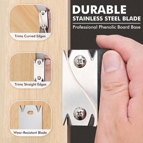 NECAMOCU Edge Banding Trimmer - 2025 Upgraded Mini Edge Band Trimmer & Cutter, Stainless Steel Blade Veneer Edge Trimmer for Woodworking, Durable Edgebanding Trimming Tool for Wood, Veneer, PVC, ABS Necamocu