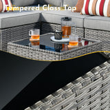 Weaxty 5 Pieces Wicker Patio Furniture Sets, Outdoor Sectional Sofas with Coffee Table, Thicken Cushion All Weather Rattan Patio Conversation Couch Set for Porch Balcony Yard Poolside, Dark Grey weaxty W