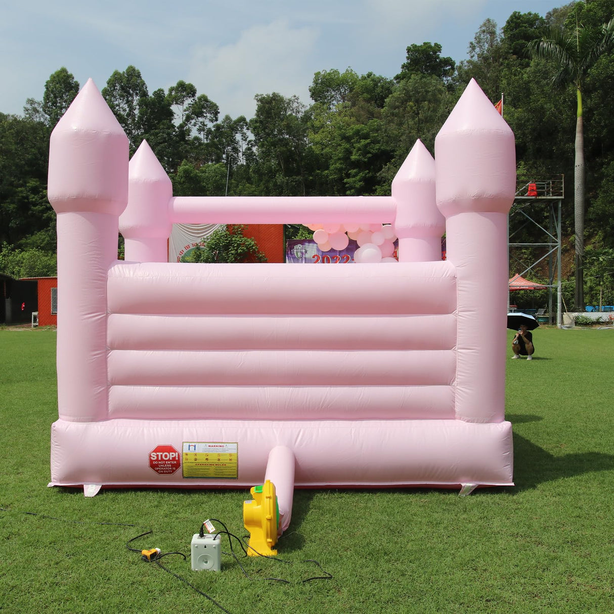13FT Pink Bounce House for Kids Adults,100% PVC Commercial Grade Bounce House with 750W Blower Large Inflatable Bounce House for Birthday Party,Wedding,Gender Reveal and Backyard Decor 13x11.5x10FT awesmflate