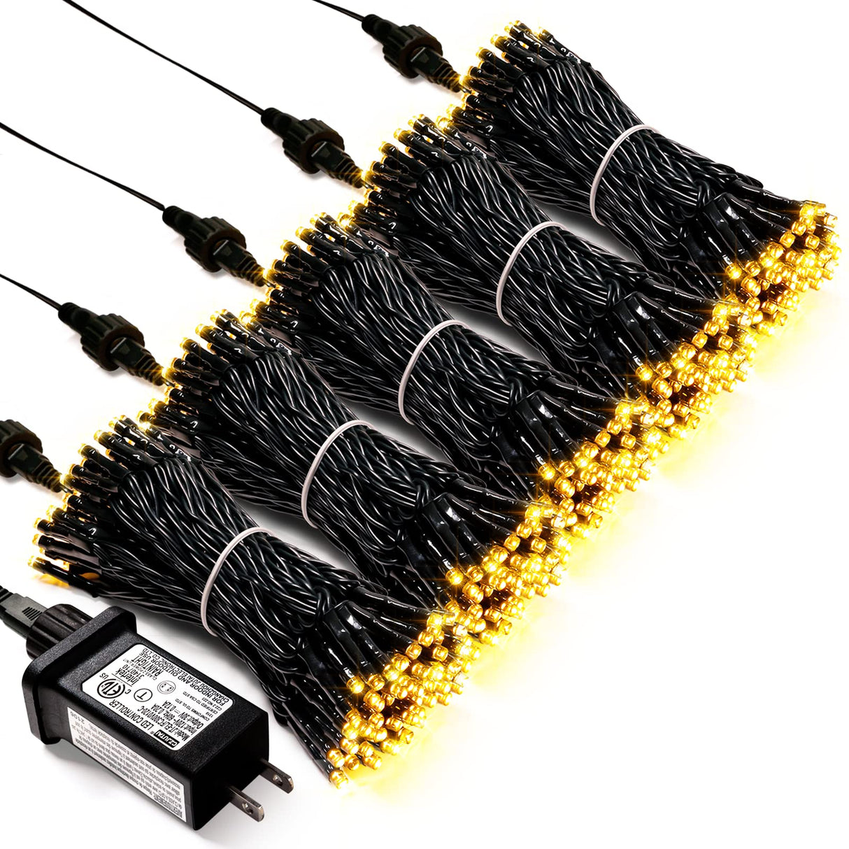 JMEXSUSS 500 LED Warm White Christmas Lights Indoor, 8 Modes Green Wire Christmas Tree Lights Outdoor Waterproof, Twinkle Fairy String Lights Plug in for Xmas Wedding Party Garden Patio JMEXSUSS