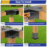 Heavy Alloy Steel Pergola Bracket Kit with 4-Way Pergola Kit for 6"x 6" (Actual 5.5" X 5.5") Lumber，Wood Pergola Brackets Suitable for Pergolas，Gardens，Patio and Metal Gazebo Kits with Screws JEXALINE