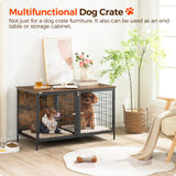MAHANCRIS Dog Crate Furniture for 2 Dogs, 43.3" Dog Kennel with Removable Divider, Heavy Sturdy Dog Furniture Style Double Cage for Small Medium Dog, Indoor Dog House End Table, Rustic Brown DCHR1201 MAHANCRIS