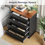 Furnify 4 Drawer Dresser, Black Dresser Modern Storage Chest of Drawers, Farmhouse Storage Cabinet Organizer with 4 Drawers for Living Room, Entryway, Hallway, Black Furnify