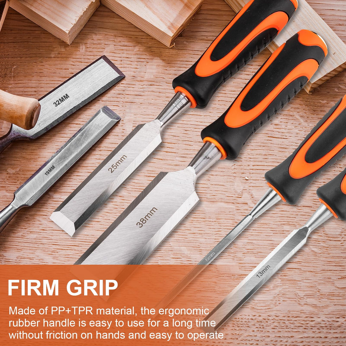 Yunziling 10Pcs Wood Chisel Sets, 6Pcs Premium Wood Chisels with Honing Guide, Sharpening Stone & Carpenter Pencils, Wood Carving Tools Kit for DIY & Professional Use (6-38mm) Yunziling