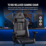 Corsair TC100 Relaxed Gaming Chair - Leatherette - Racing-Inspired Design - Lumbar Pillow - Detachable Memory Foam Neck Pillow - Adjustable Seat Height - Adjustable Armrests - Black Corsair