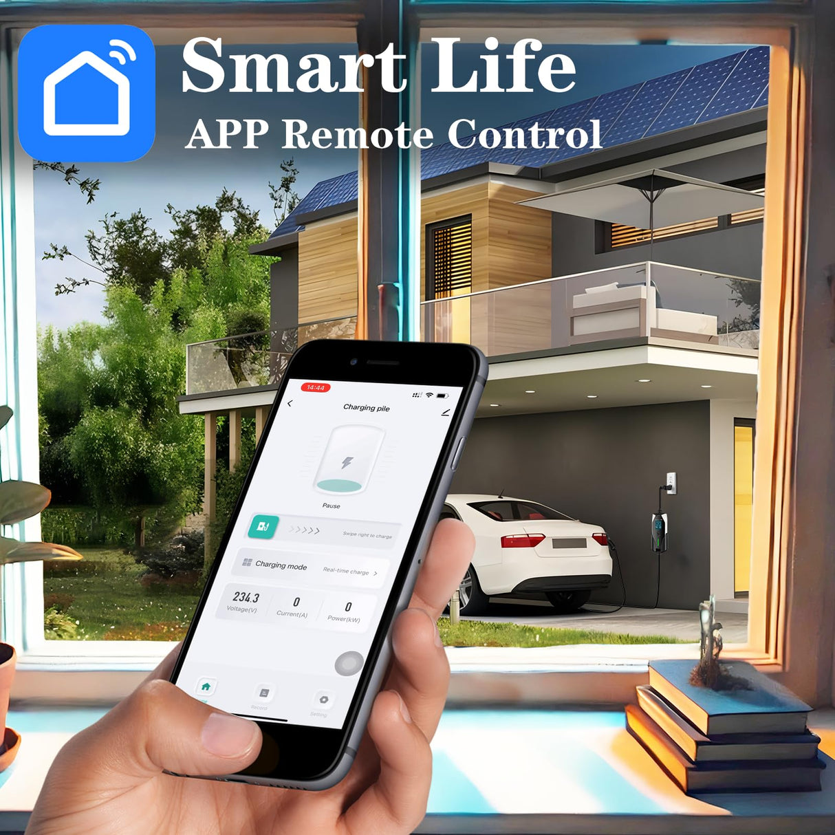 GUWIEYG Portable Level 1&2 EV Charger, 16A 100-240V 25FT J1772 Charger, Portable Electric Vehicle Charging with NEMA 6-20 Plug and NEMA 5-15 Adapter, Adjustable Current, Delay Timer, App Control GUWIEYG