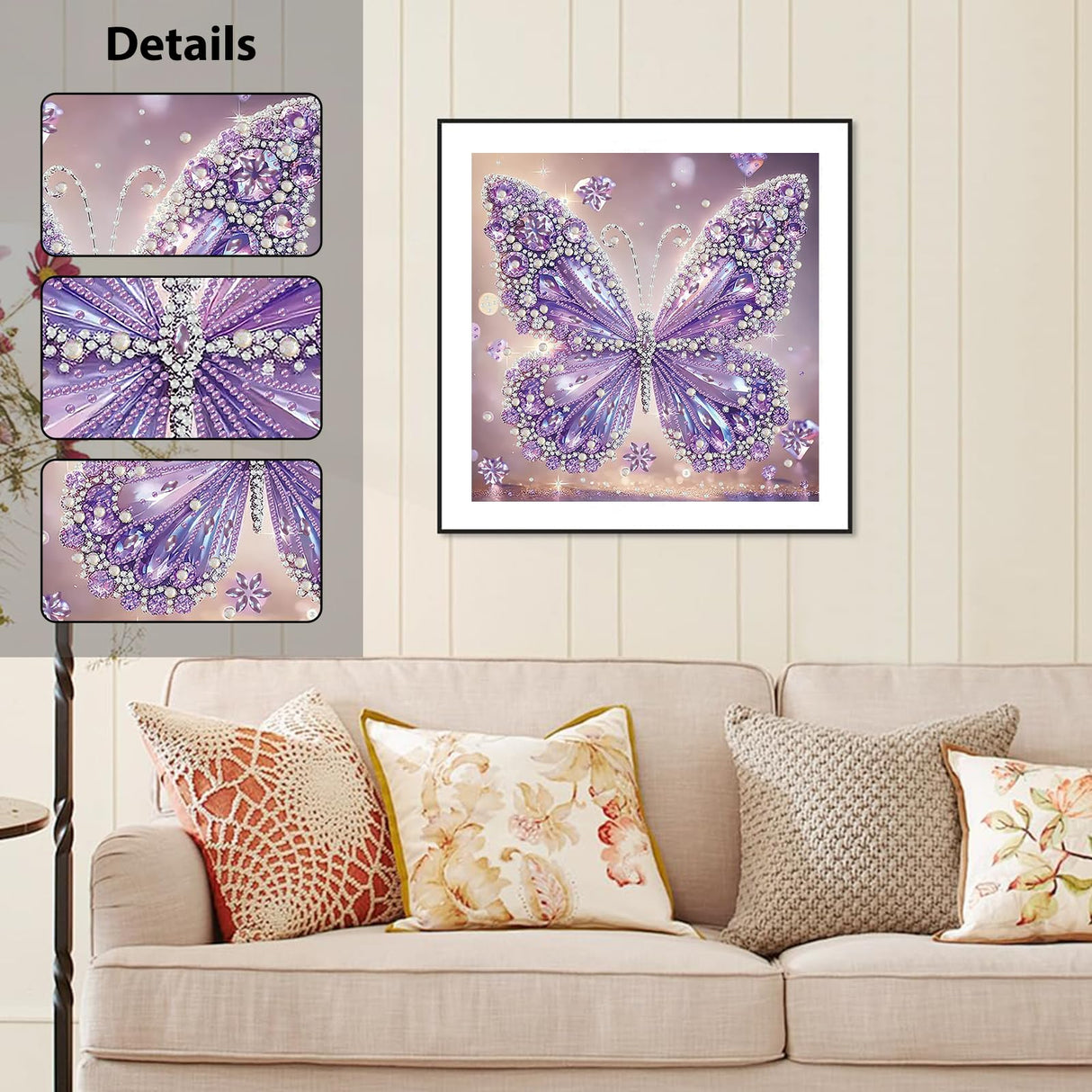 Aestalrcus Butterfly Diamond Art Kits for Adults, Butterfly Special Shape Diamond Painting Kits for Adults, DIY Gem Art Crystal Rhinestones for Gift Home Wall Decor 12x12 Inch Aestalrcus