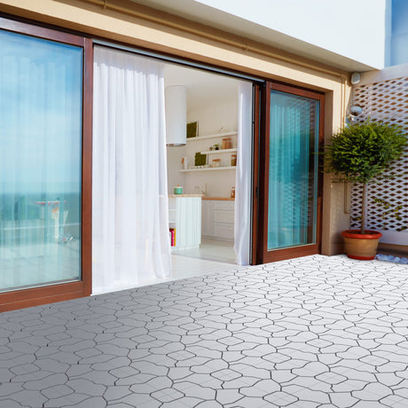Pure Garden 30-Pack Polypropylene Interlocking Patio Deck Tiles - Weather-Resistant Outdoor Flooring for Balcony, Porch, and Garage (Gray) Pure Garden