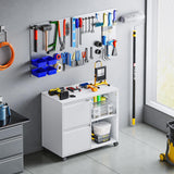 Yizosh 2-Drawer Metal File Cabinet with Lock, Mobile Lateral Filing Cabinet, Printer Stand with Adjustable Storage Shelves for Home Office (White) Yizosh