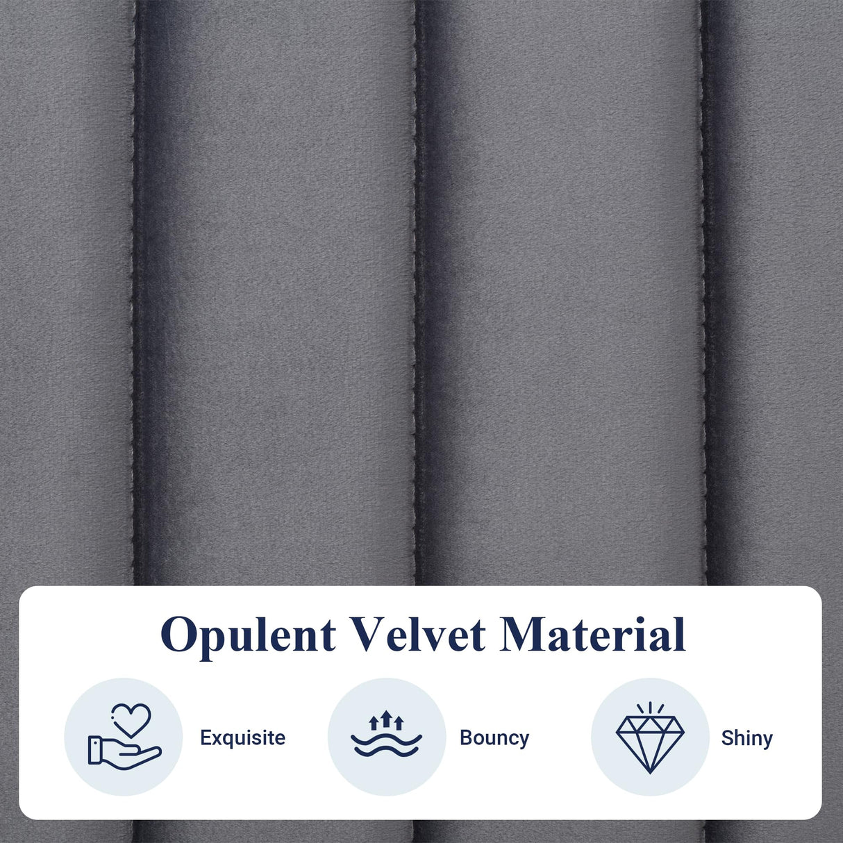 Allewie Full Bed Frame, Velvet Upholstered Platform Bed with Adjustable Vertical Channel Tufted Headboard, Mattress Foundation with Strong Wooden Slats, Box Spring Optional, Easy Assembly, Grey Allewie